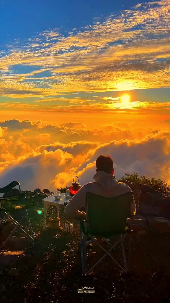 日落🌇和云海，美得惊人