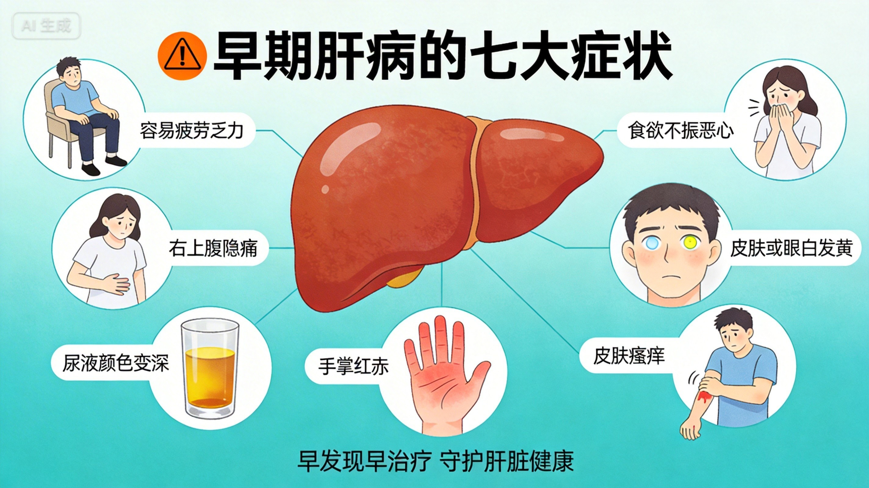 早期肝病的七大症状  你有几个中招了