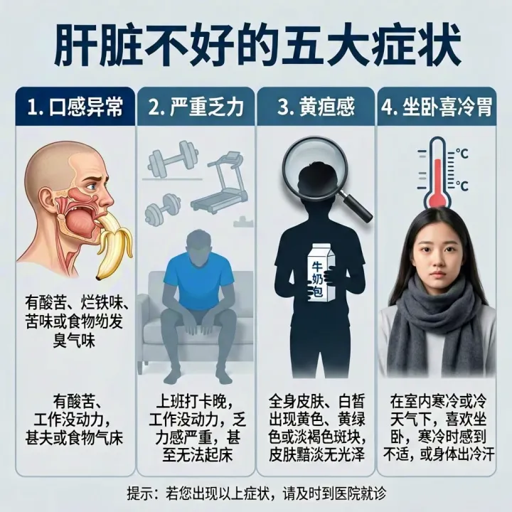 肝脏不好的五大症状  也可以这样调理
