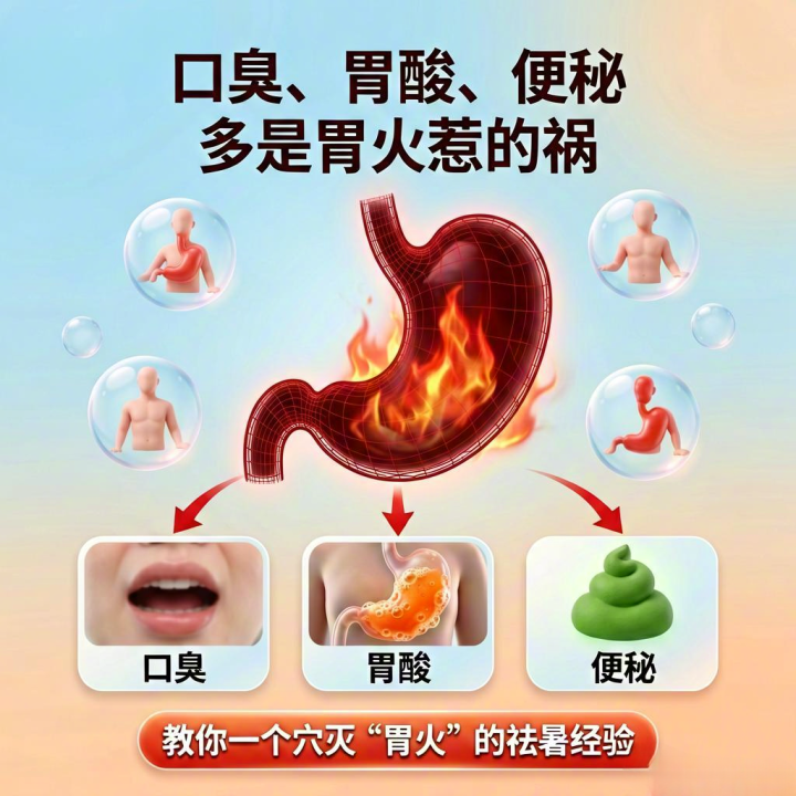 口臭、胃酸、便秘多是胃火惹的祸，教你一个穴灭“胃火”